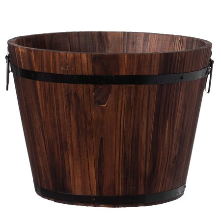 GARDENISED Medium Wooden Whiskey Barrel Planter, 15 Dia x 12 High QI003236.M